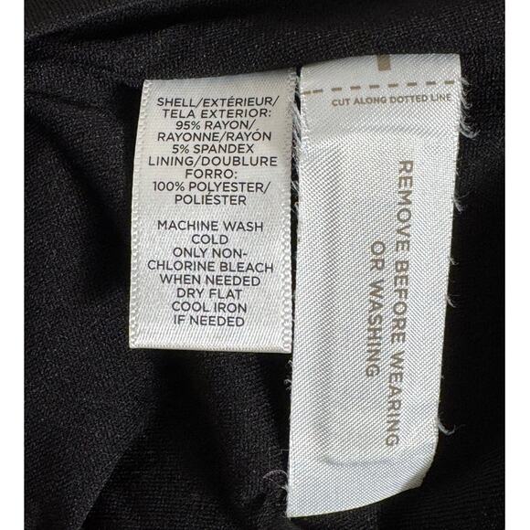 Ann Taylor LOFT Faux Wrap Black Ruched Midi Dress Size M - Picture 4 of 7